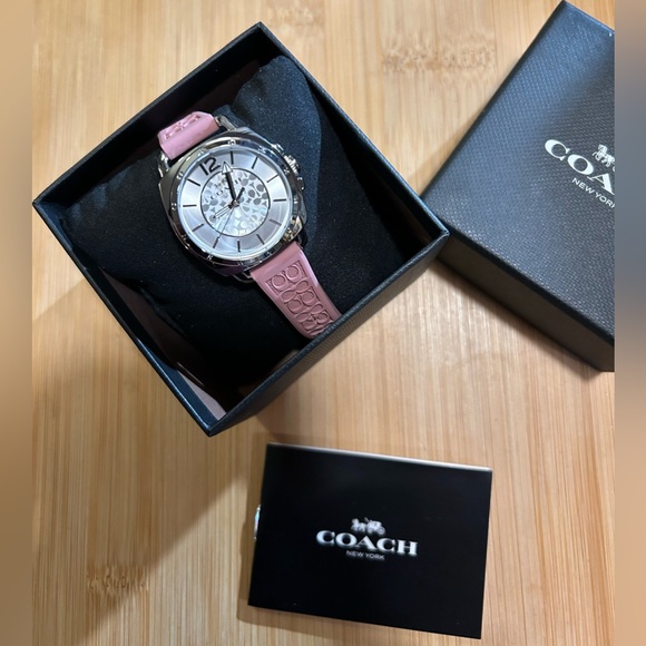 Coach Boyfriend Watch With 34mm Silver Face & Pink Silicone Band - Picture 7 of 7